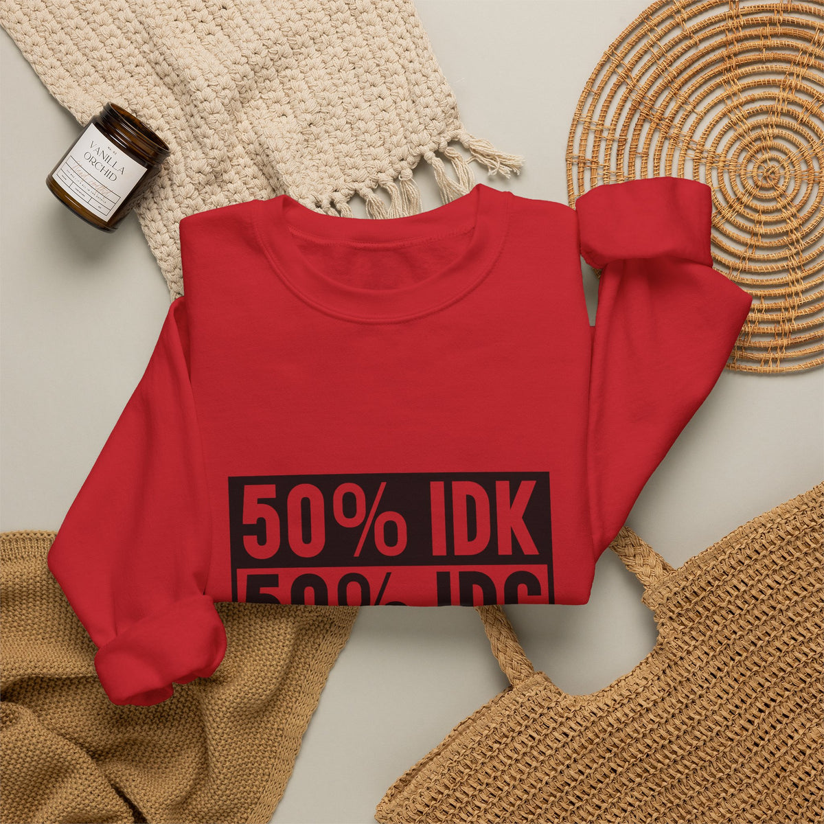 Crewneck Sweatshirt — 50% IDK / 50% IDC Graphic Pullover