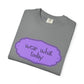 Wear What Today T-Shirt — Playful Purple Label Graphic Tee on gray