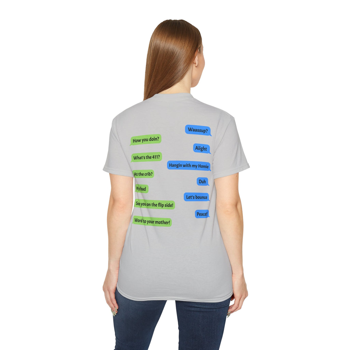 Gen X Text Tee — Retro Text Bubble Shirt with Nostalgic Phrases