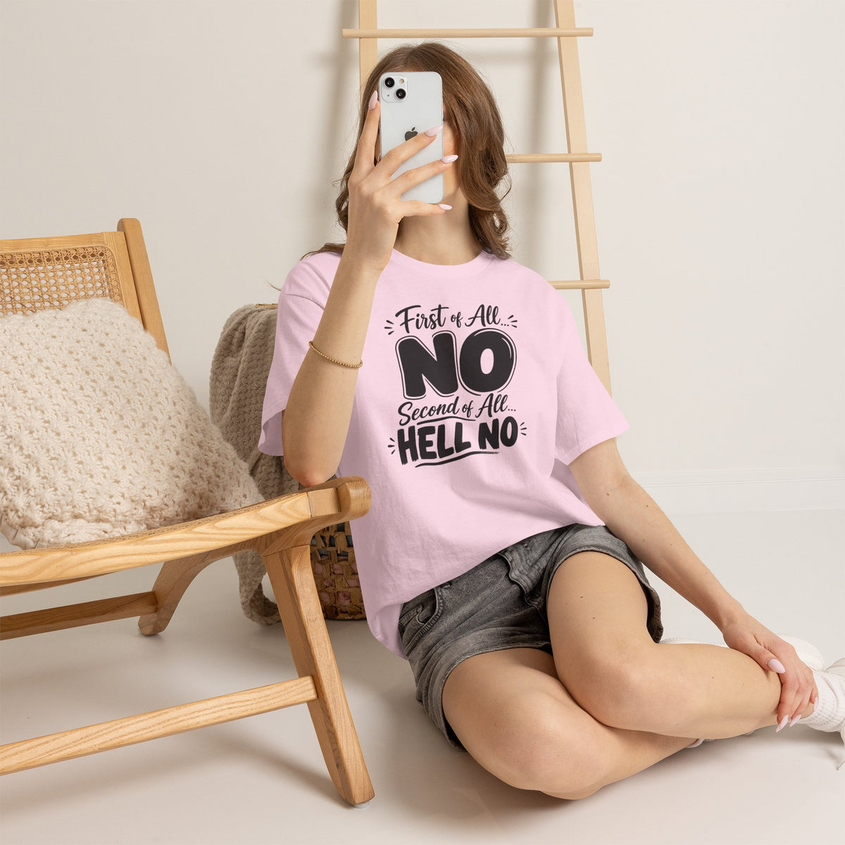 No / Hell No Graphic Tee — Funny Slogan Casual T‑Shirt