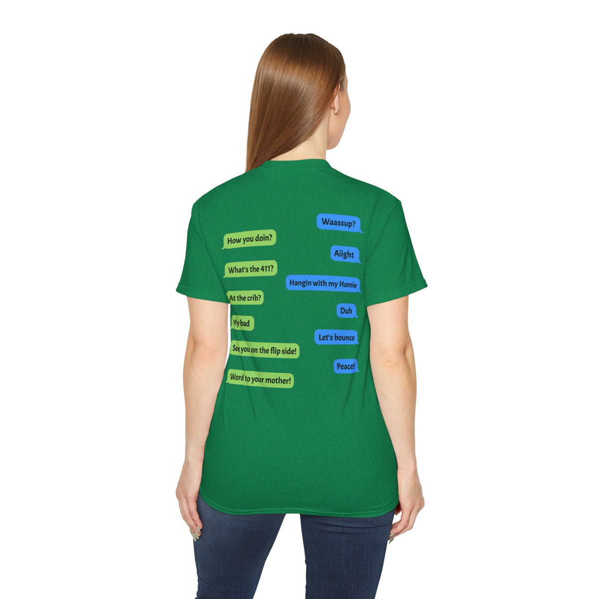 Gen X Text Tee — Retro Text Bubble Shirt with Nostalgic Phrases