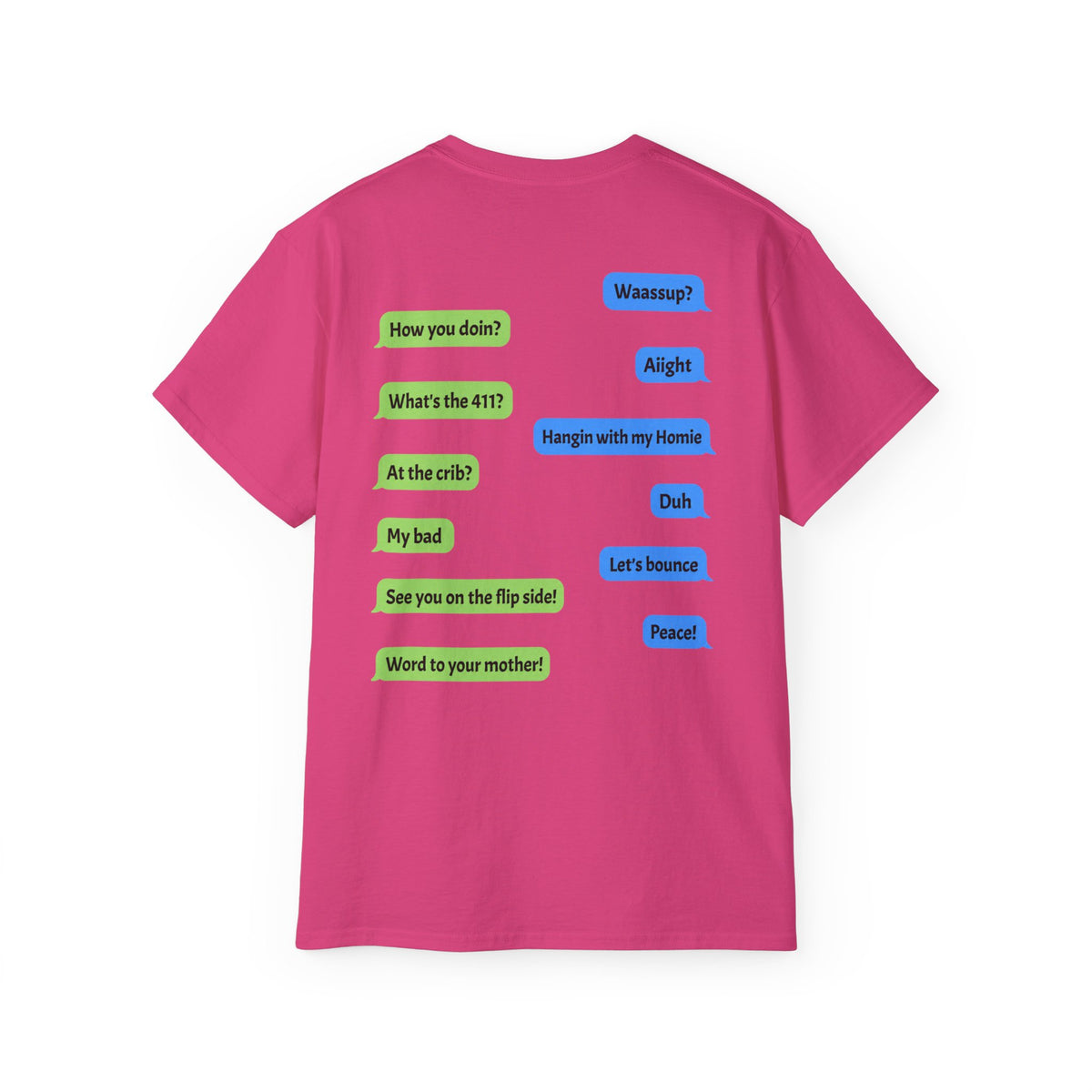 Gen X Text Tee — Retro Text Bubble Shirt with Nostalgic Phrases