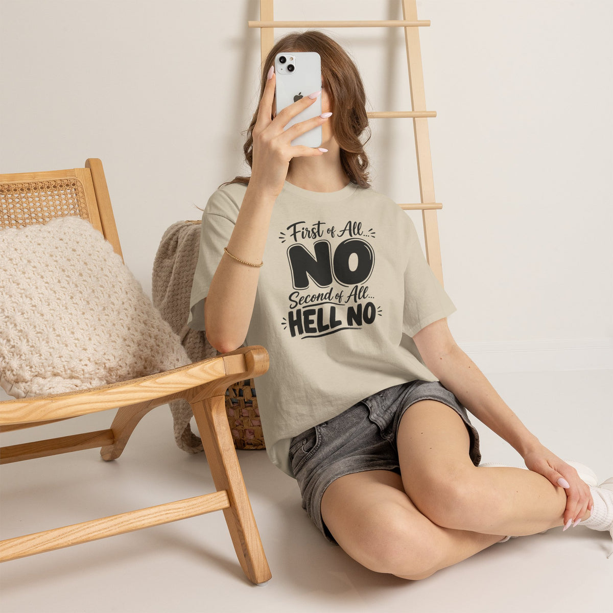 No / Hell No Graphic Tee — Funny Slogan Casual T‑Shirt