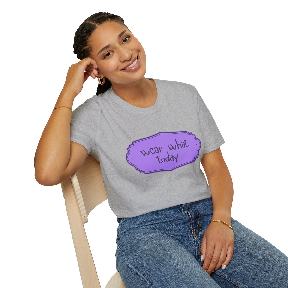 Wear What Today T-Shirt — Funny Casual Graphic Tee with Purple Label