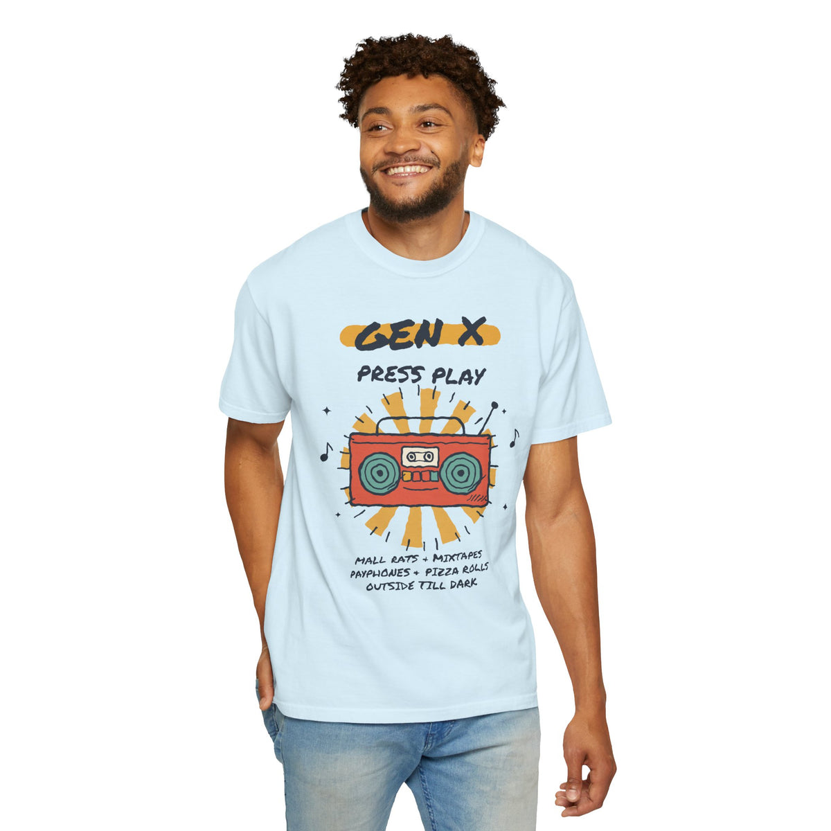 Press Play Boombox Music Graphic T-Shirt
