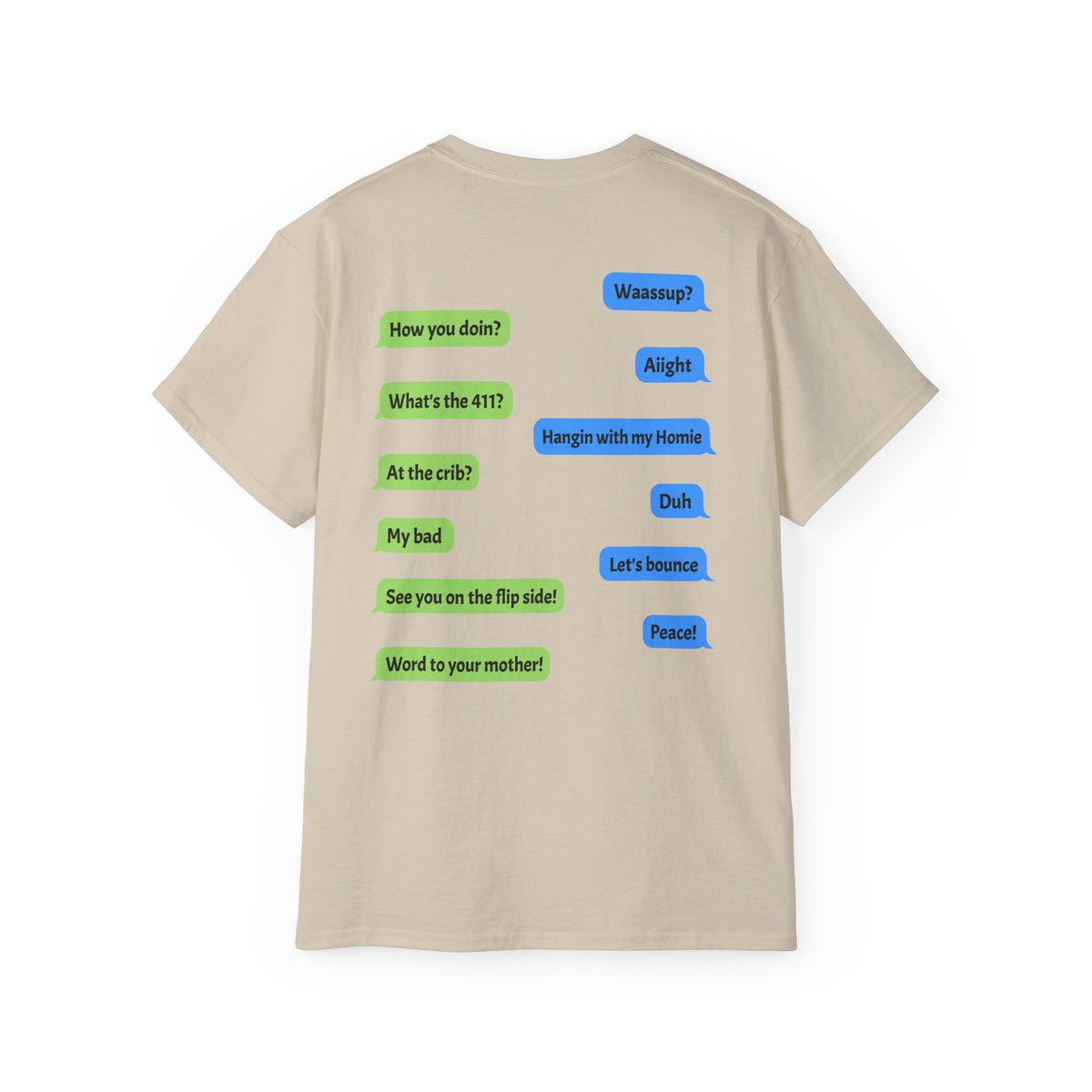Gen X Text Tee — Retro Text Bubble Shirt with Nostalgic Phrases