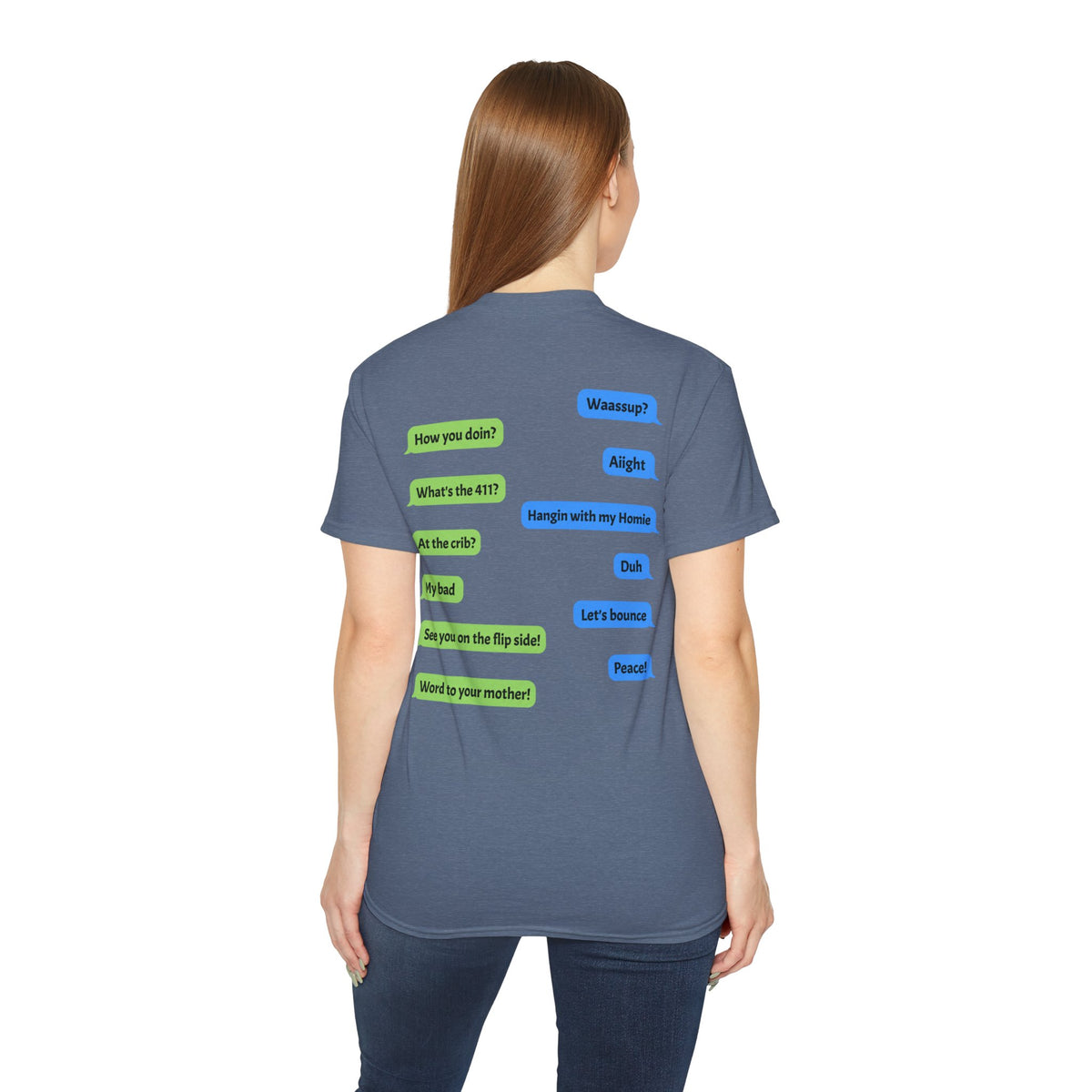 Gen X Text Tee — Retro Text Bubble Shirt with Nostalgic Phrases