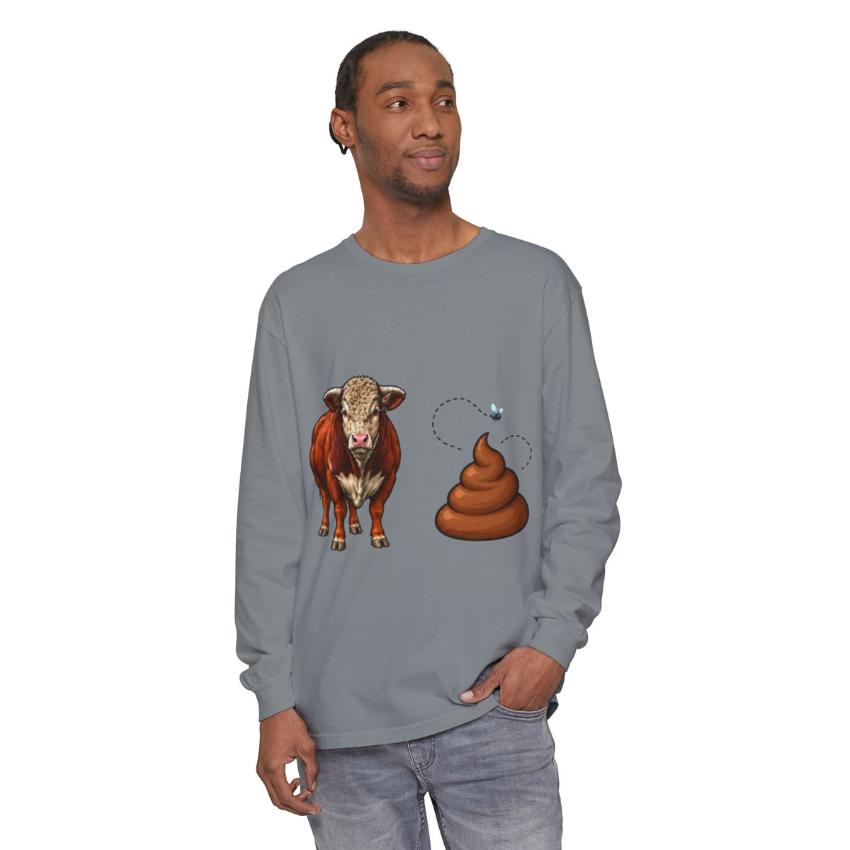 Bull & Poo Graphic Long Sleeve Tee