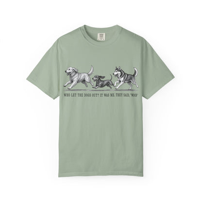 Dog Parade T-Shirt — "Who Let the Dogs Out?" Vintage Puppy Graphic Tee