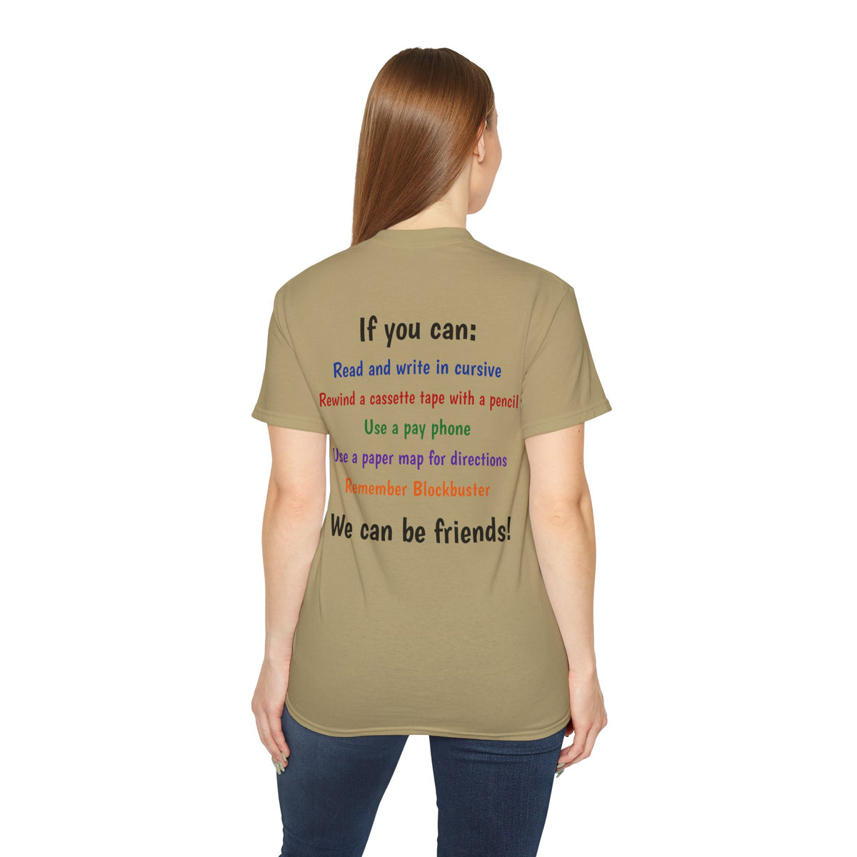 Gen X T-Shirt — "If You Can" Nostalgia Tee (Read Cursive, Pay Phone, Blockbuster)