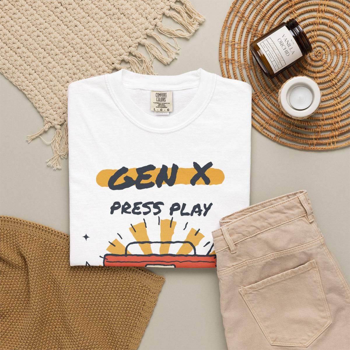 Press Play Boombox Music Graphic T-Shirt