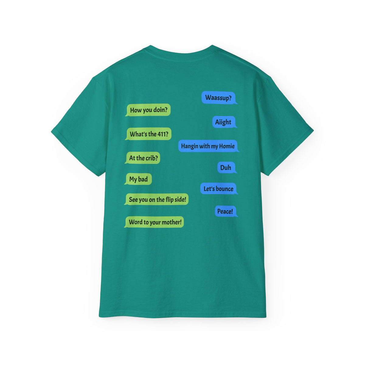 Gen X Text Tee — Retro Text Bubble Shirt with Nostalgic Phrases