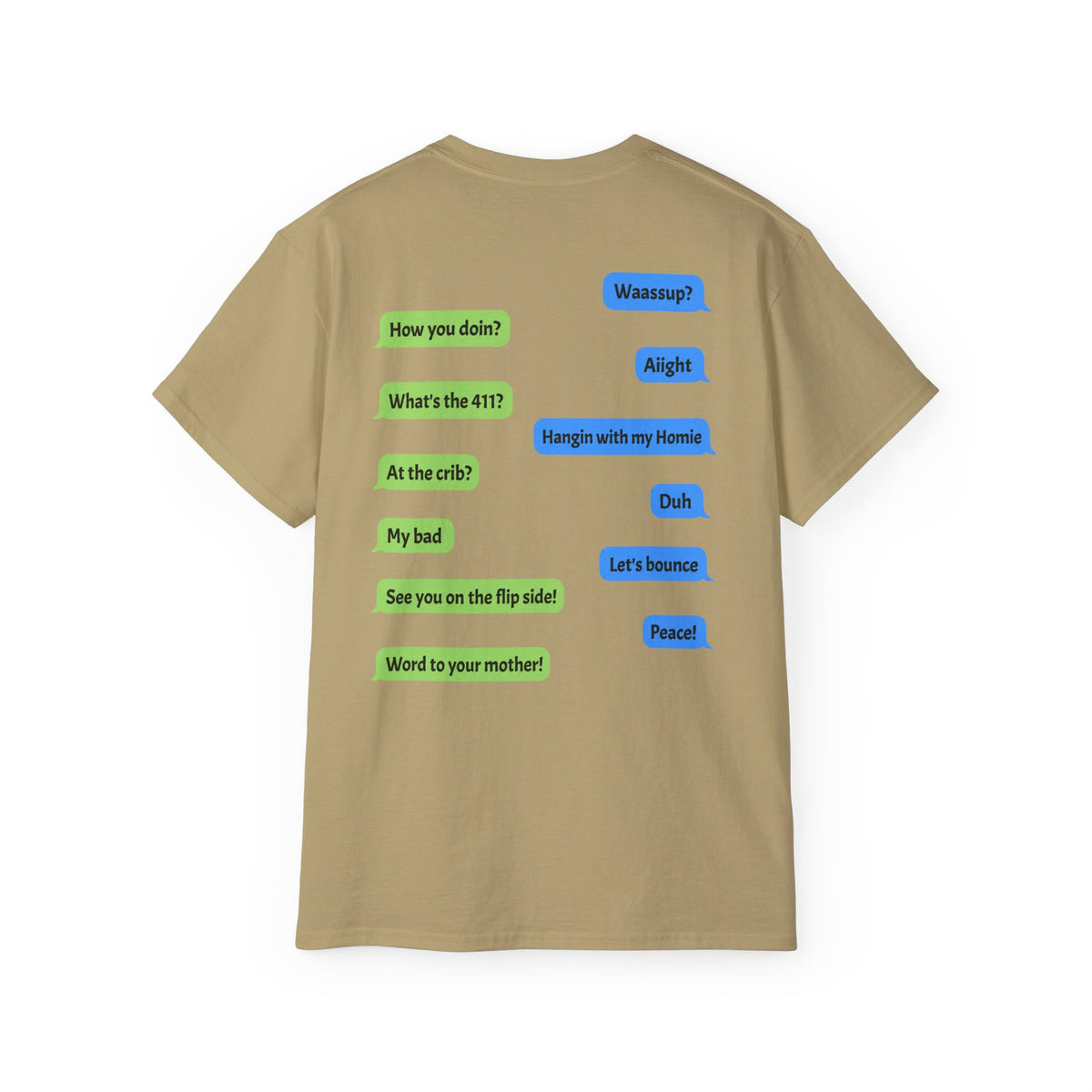 Gen X Text Tee — Retro Text Bubble Shirt with Nostalgic Phrases