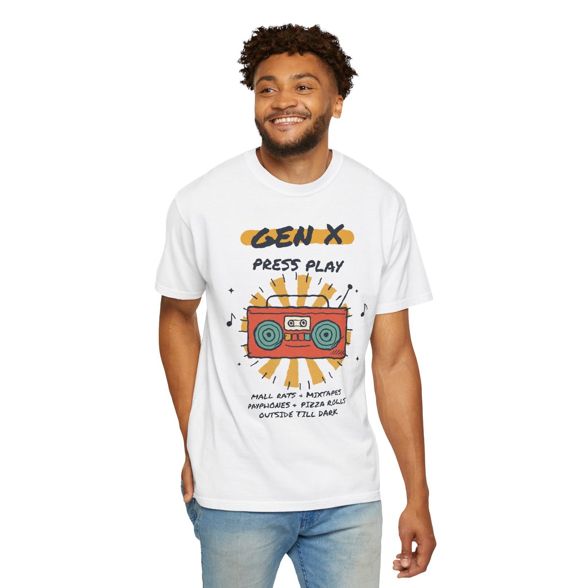 Press Play Boombox Music Graphic T-Shirt