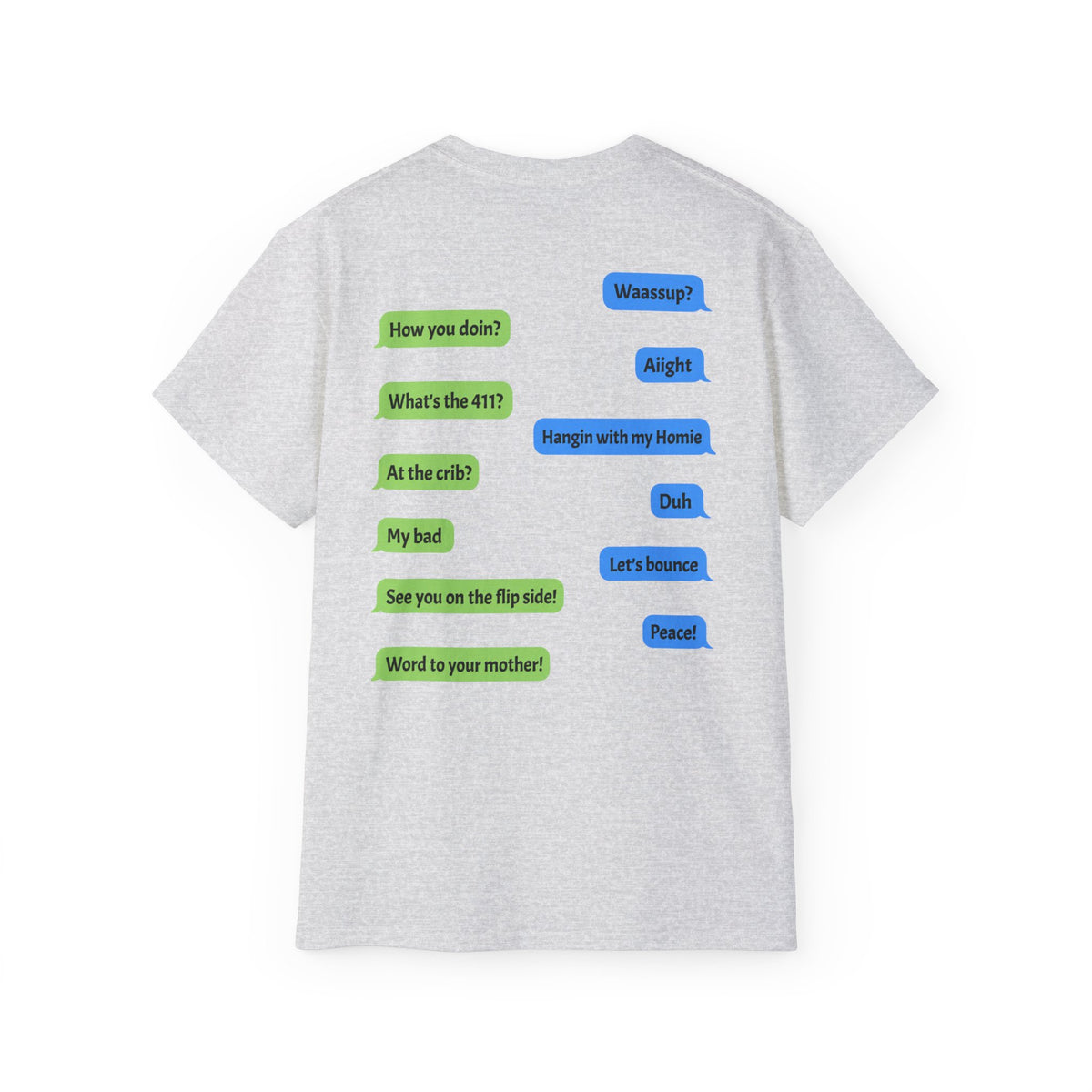 Gen X Text Tee — Retro Text Bubble Shirt with Nostalgic Phrases