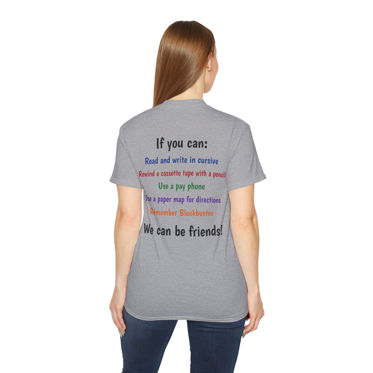 Gen X T-Shirt — "If You Can" Nostalgia Tee (Read Cursive, Pay Phone, Blockbuster)
