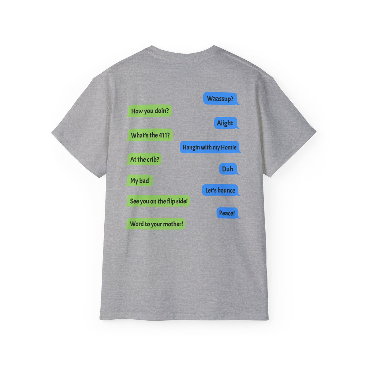 Gen X Text Tee — Retro Text Bubble Shirt with Nostalgic Phrases