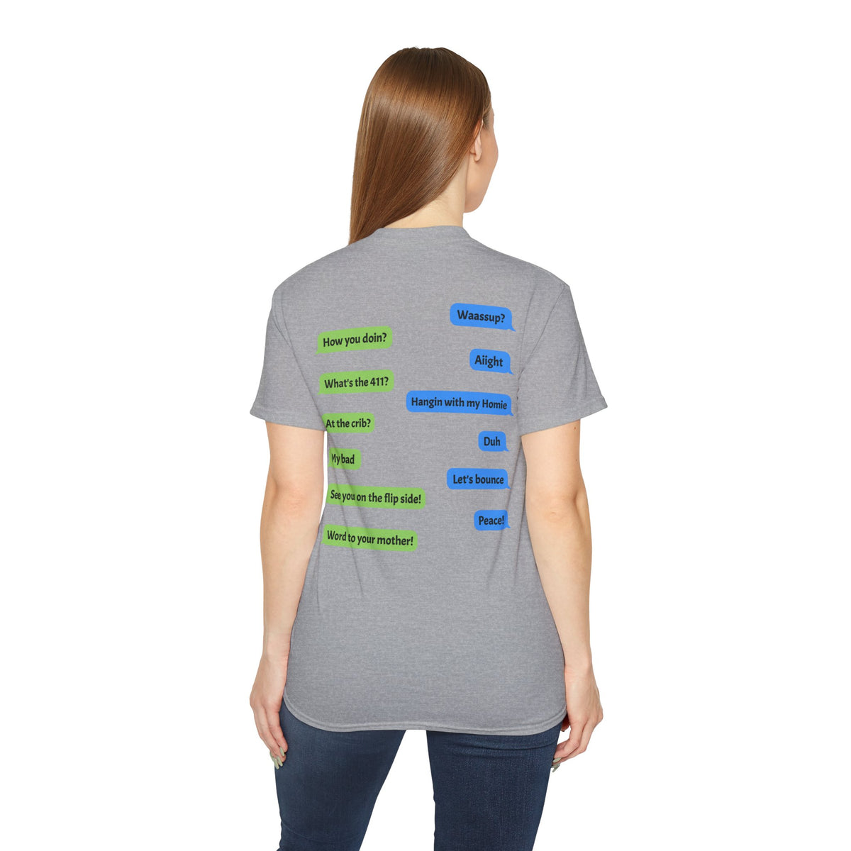 Gen X Text Tee — Retro Text Bubble Shirt with Nostalgic Phrases