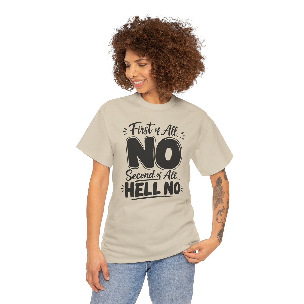 No / Hell No Graphic Tee — Funny Slogan Casual T‑Shirt