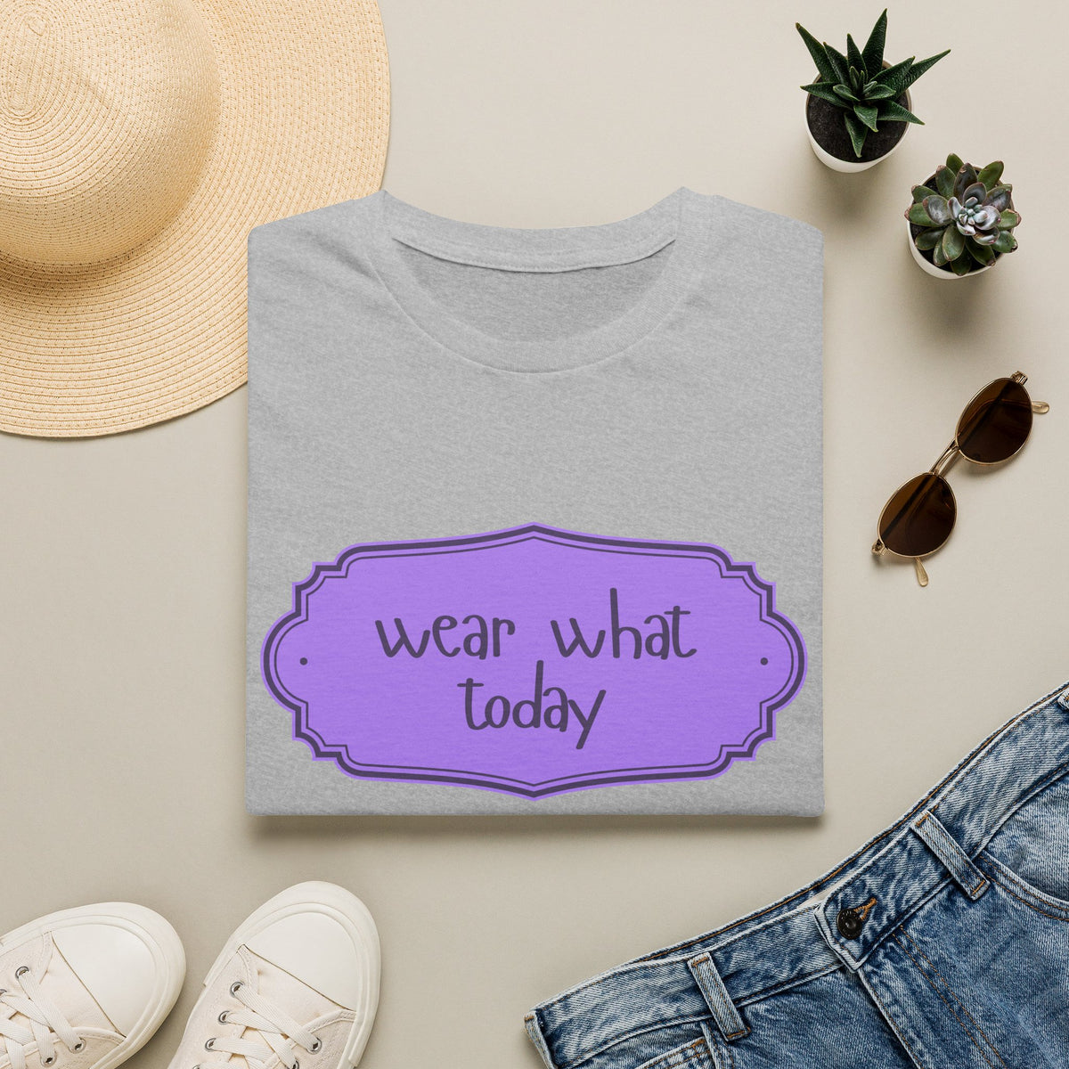 Wear What Today T-Shirt — Funny Casual Graphic Tee with Purple Label