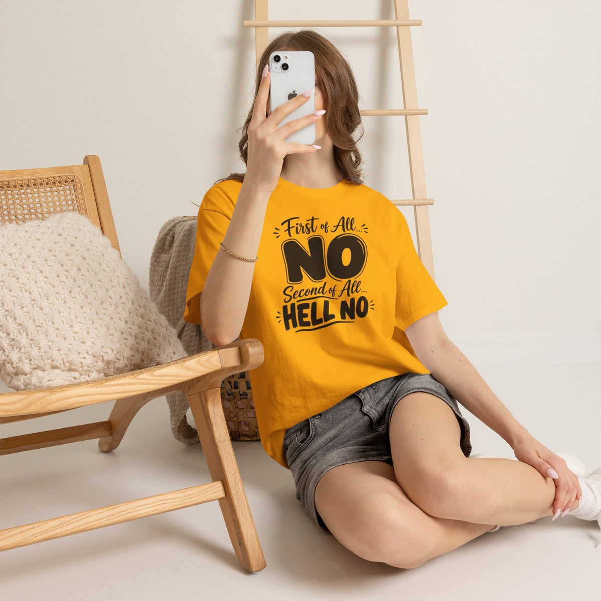 No / Hell No Graphic Tee — Funny Slogan Casual T‑Shirt