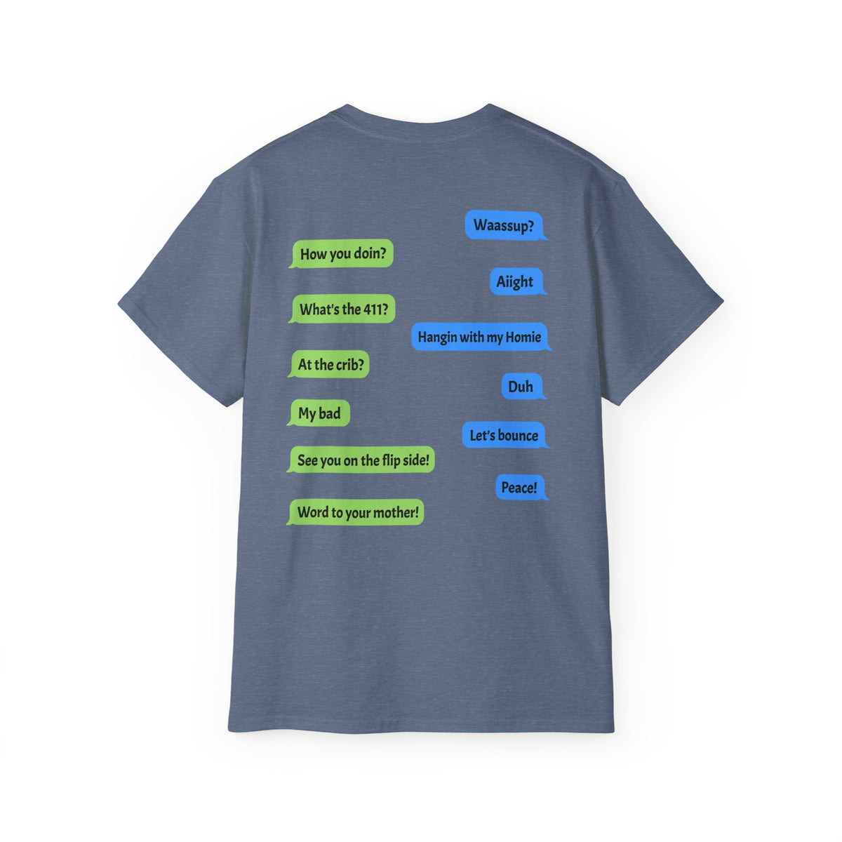 Gen X Text Tee — Retro Text Bubble Shirt with Nostalgic Phrases