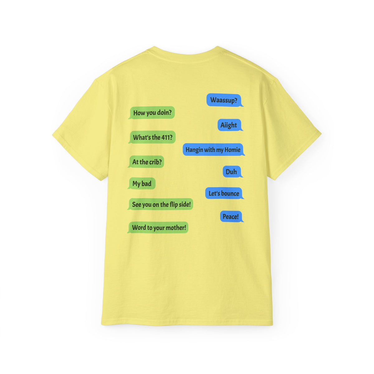 Gen X Text Tee — Retro Text Bubble Shirt with Nostalgic Phrases