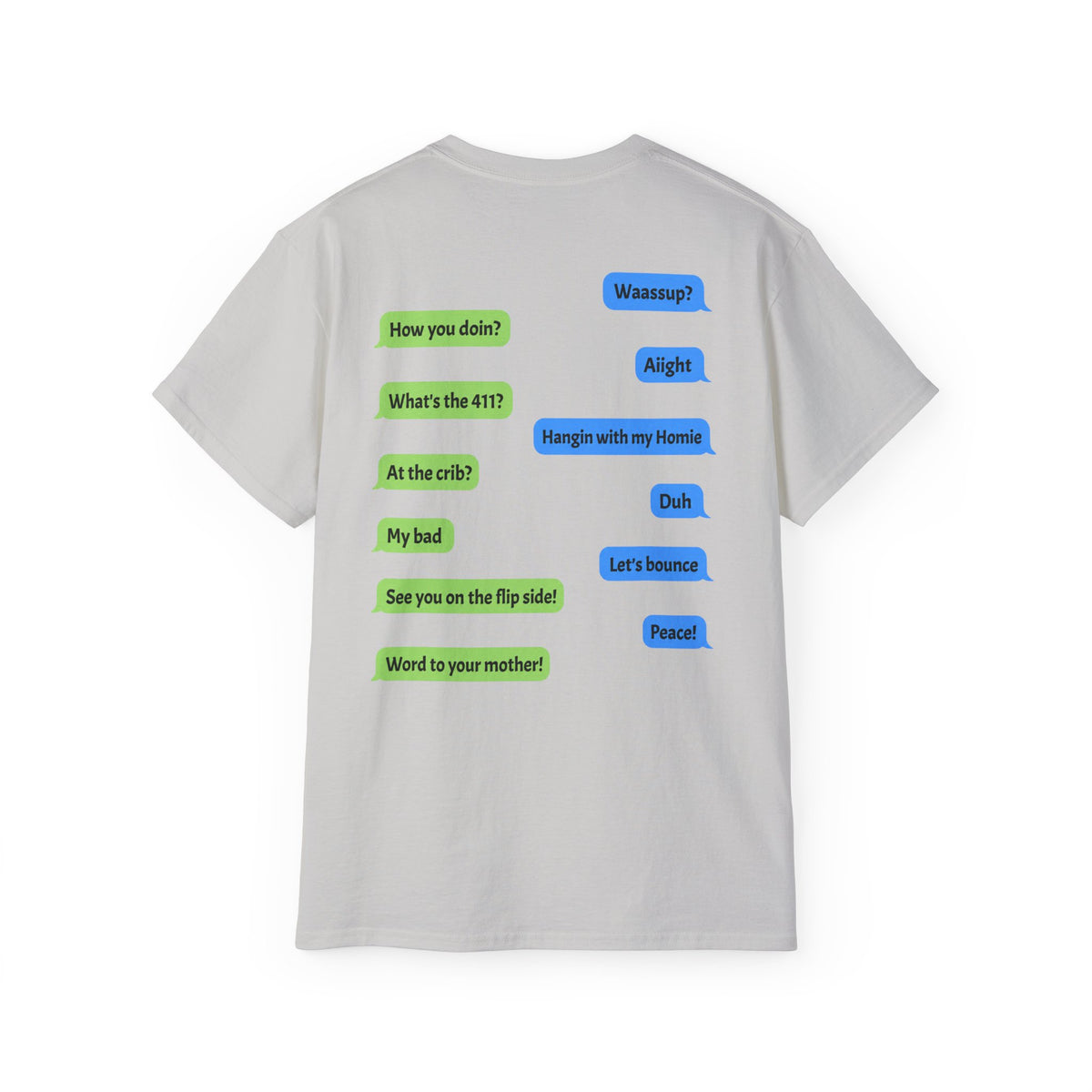 Gen X Text Tee — Retro Text Bubble Shirt with Nostalgic Phrases