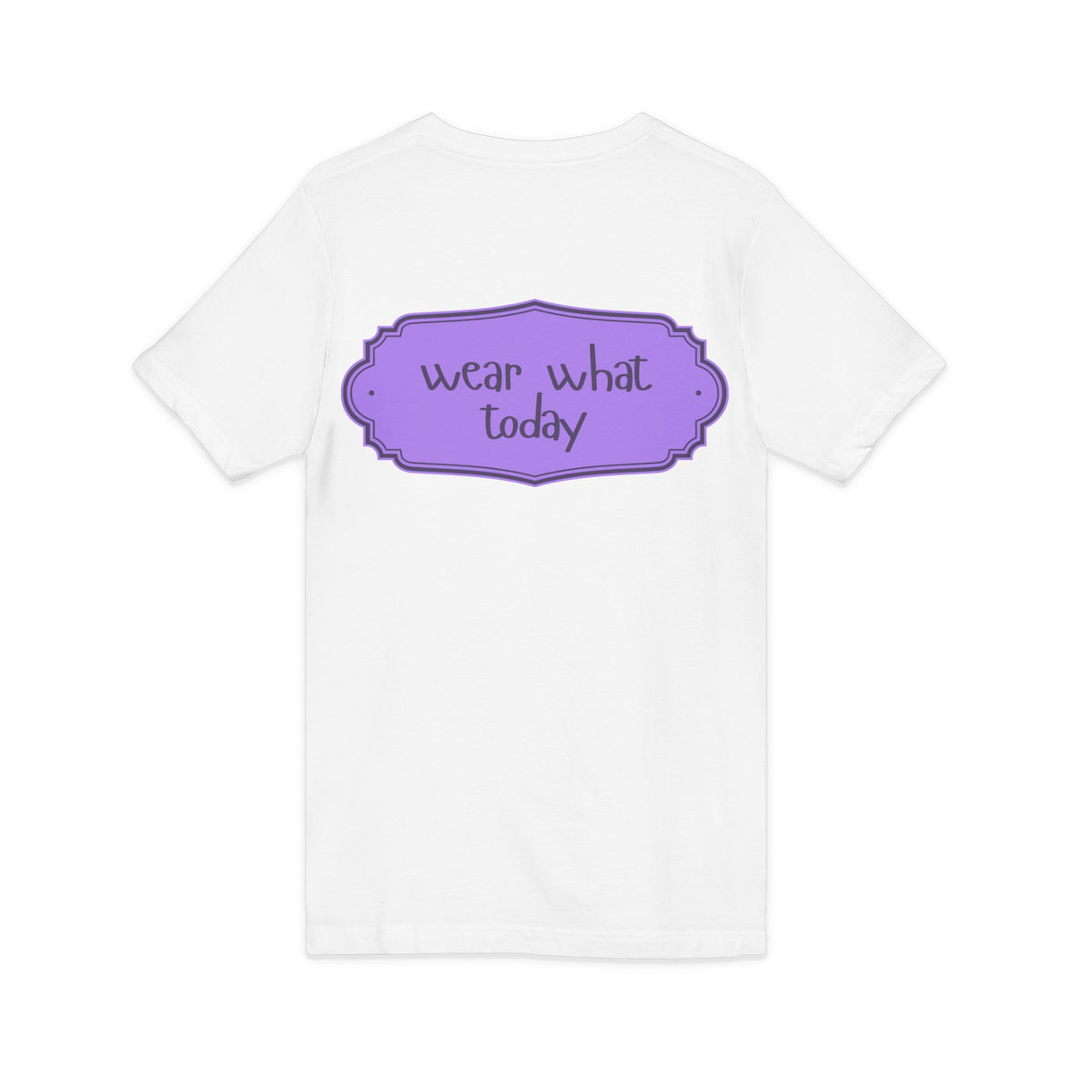 Wear What Today V-Neck Tee — Casual Purple Label Graphic T-Shirt