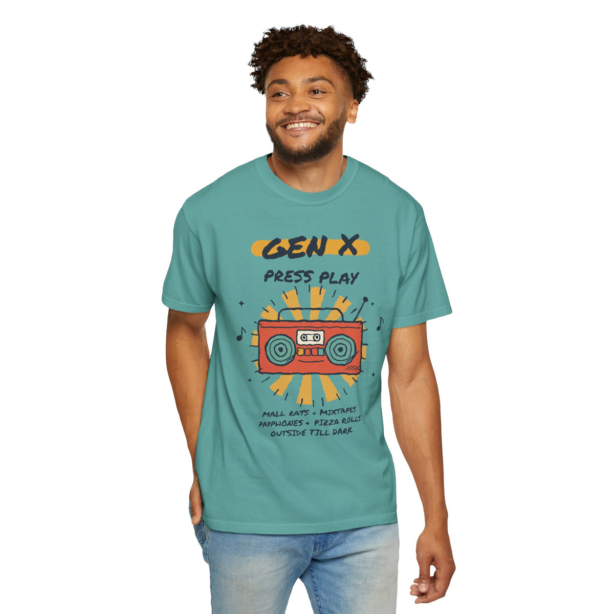Press Play Boombox Music Graphic T-Shirt