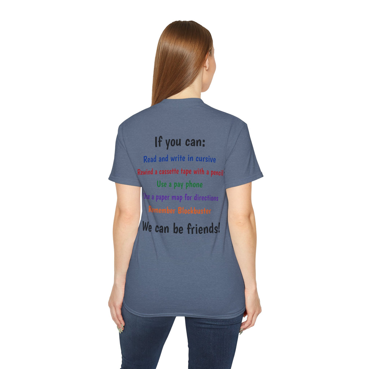 Gen X T-Shirt — "If You Can" Nostalgia Tee (Read Cursive, Pay Phone, Blockbuster)