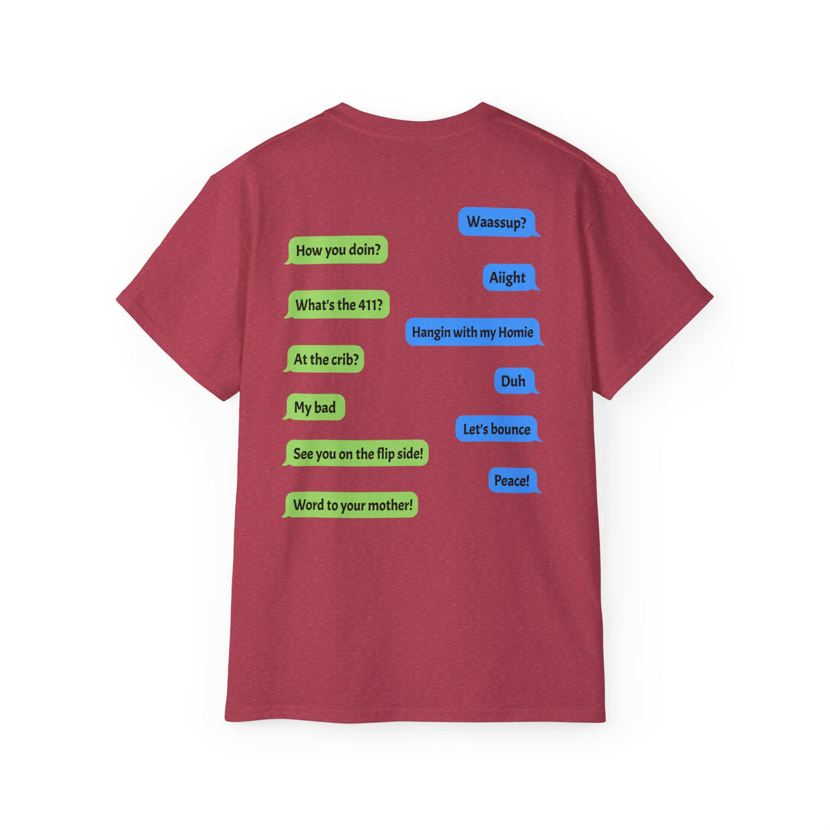 Gen X Text Tee — Retro Text Bubble Shirt with Nostalgic Phrases