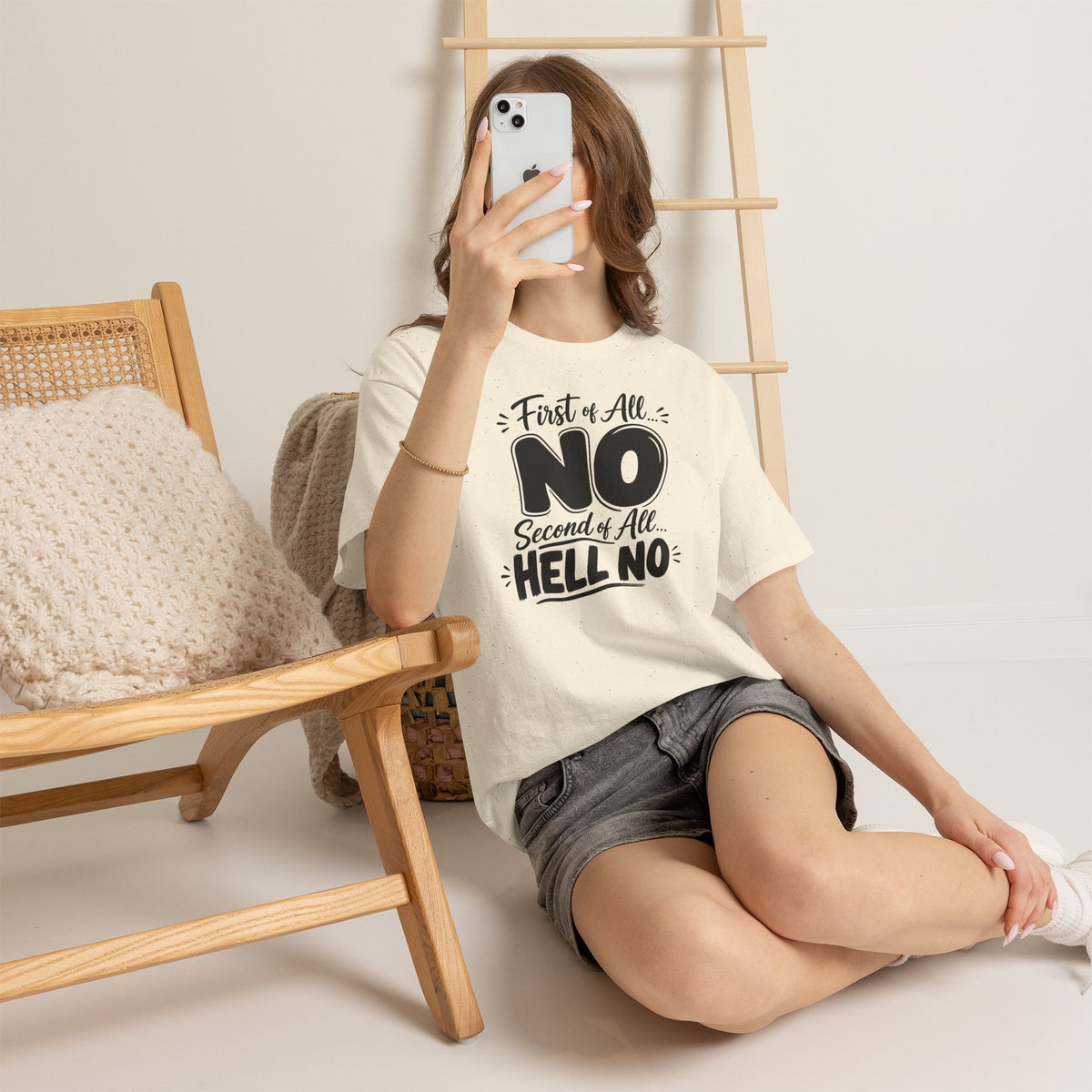 No / Hell No Graphic Tee — Funny Slogan Casual T‑Shirt