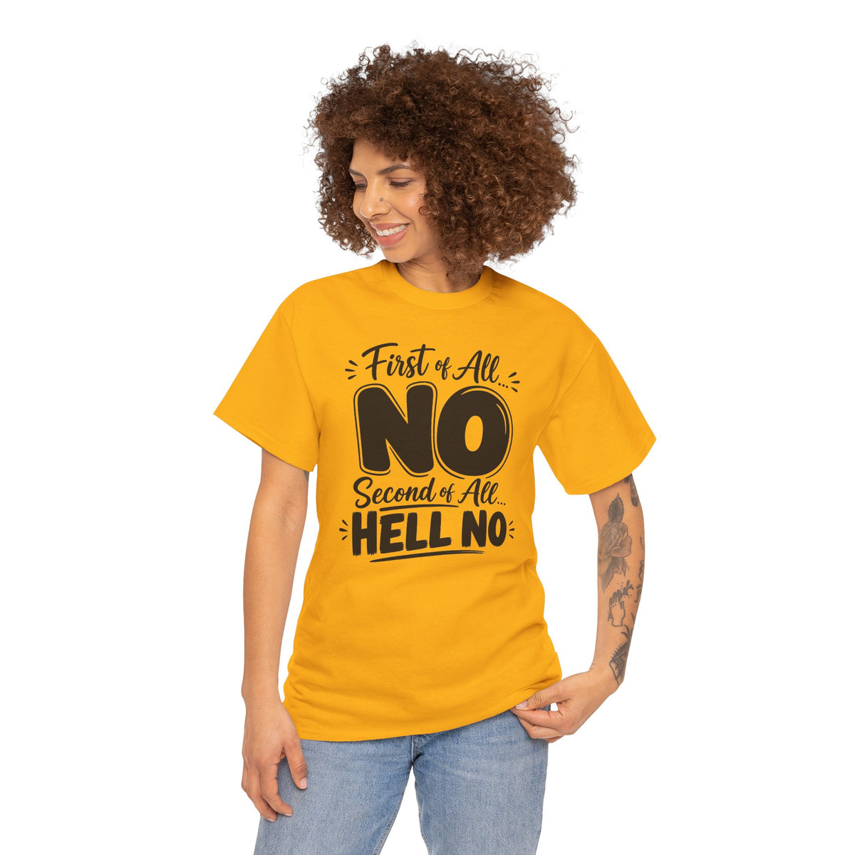 No / Hell No Graphic Tee — Funny Slogan Casual T‑Shirt