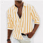 Striped Print Shirt Casual Loose Long-sleeved Shirt Men's Clothing