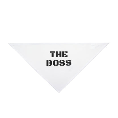Pet Bandana — "THE BOSS" Bold Stencil Dog & Cat Bandana, Funny Pet Accessory Gift