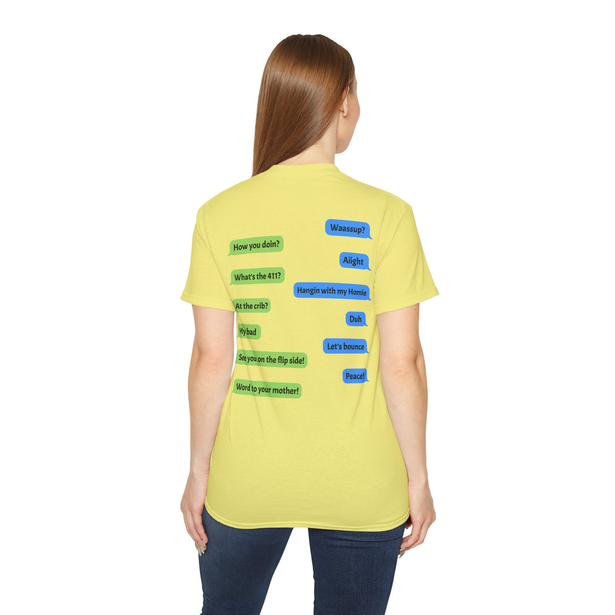 Gen X Text Tee — Retro Text Bubble Shirt with Nostalgic Phrases