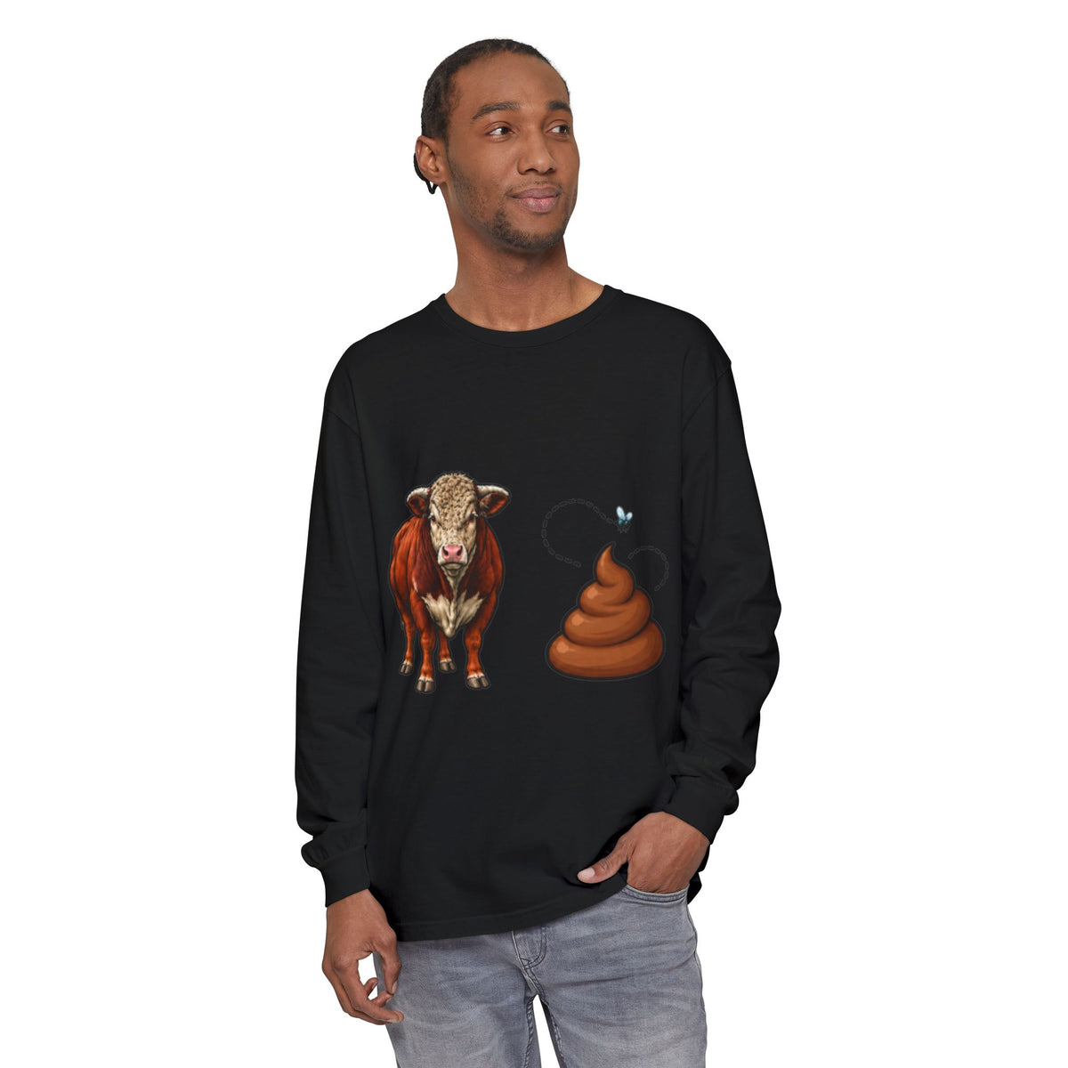 Bull & Poo Graphic Long Sleeve Tee