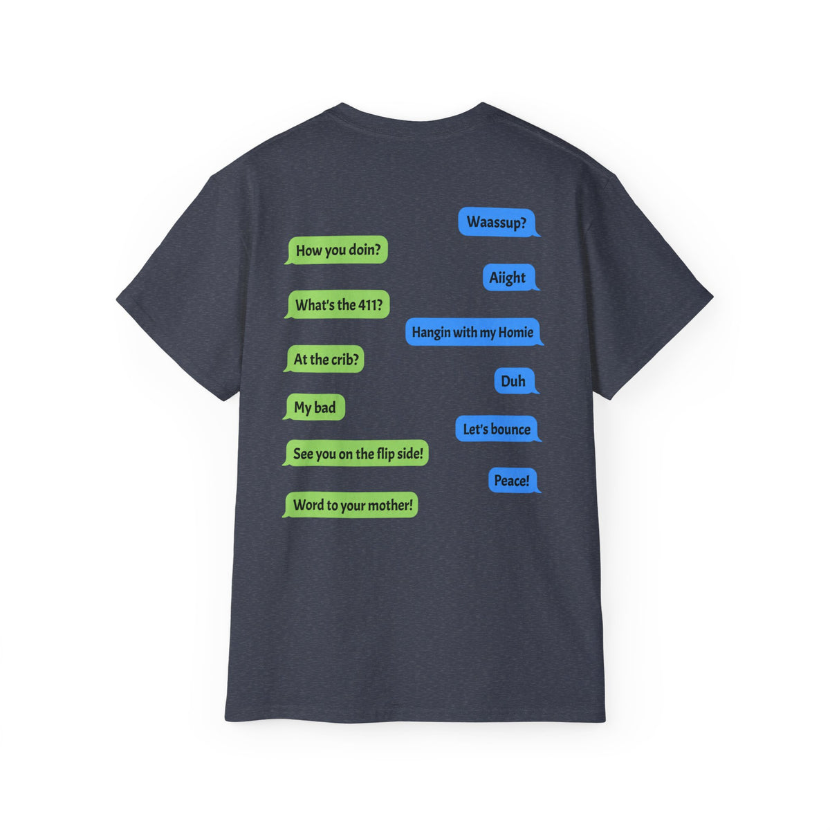 Gen X Text Tee — Retro Text Bubble Shirt with Nostalgic Phrases