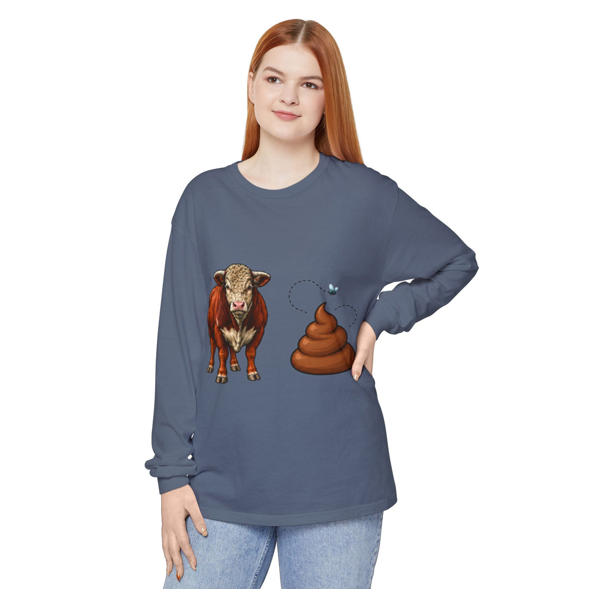 Bull & Poo Graphic Long Sleeve Tee