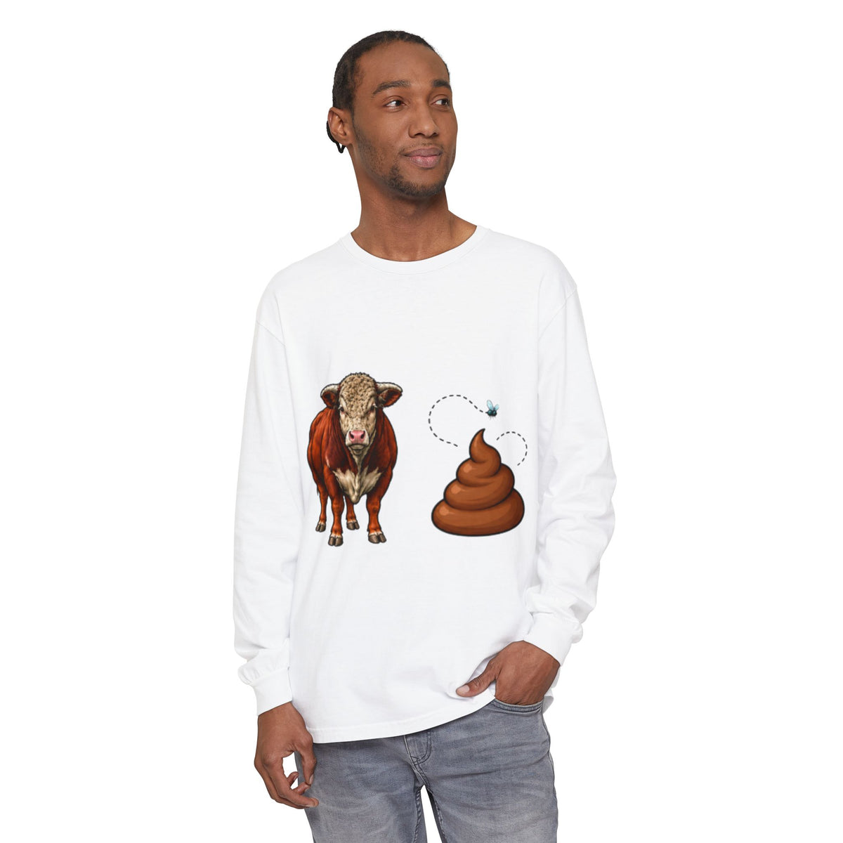 Bull & Poo Graphic Long Sleeve Tee