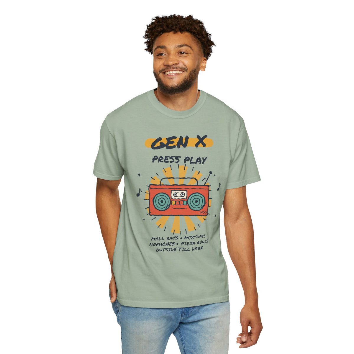 Press Play Boombox Music Graphic T-Shirt