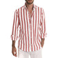 Striped Print Shirt Casual Loose Long-sleeved Shirt Men's Clothing