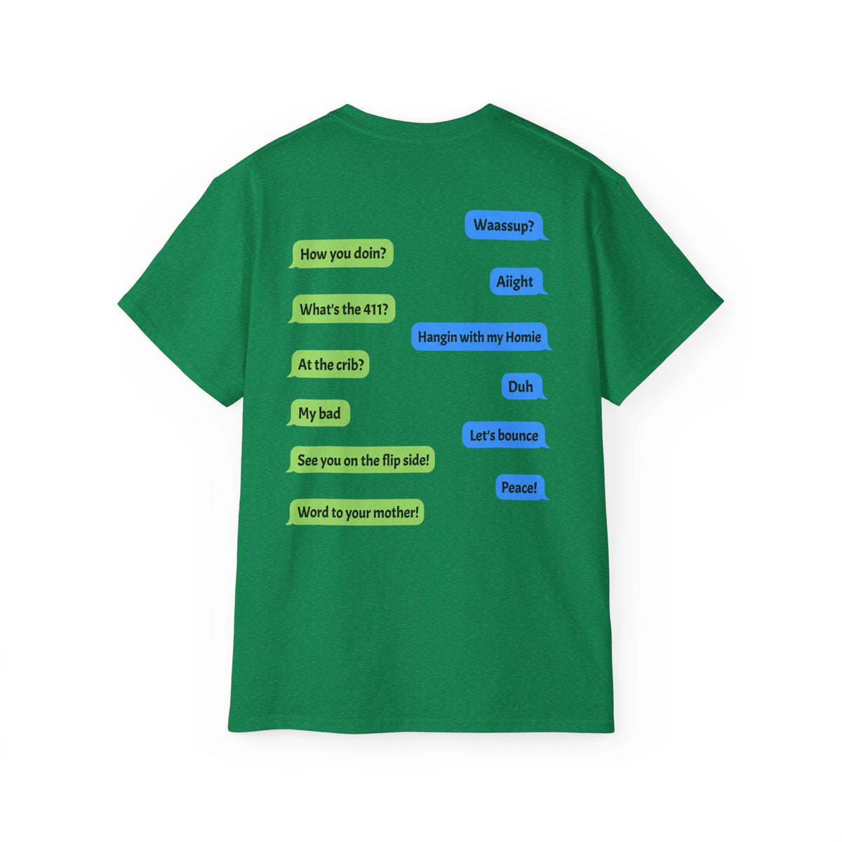 Gen X Text Tee — Retro Text Bubble Shirt with Nostalgic Phrases