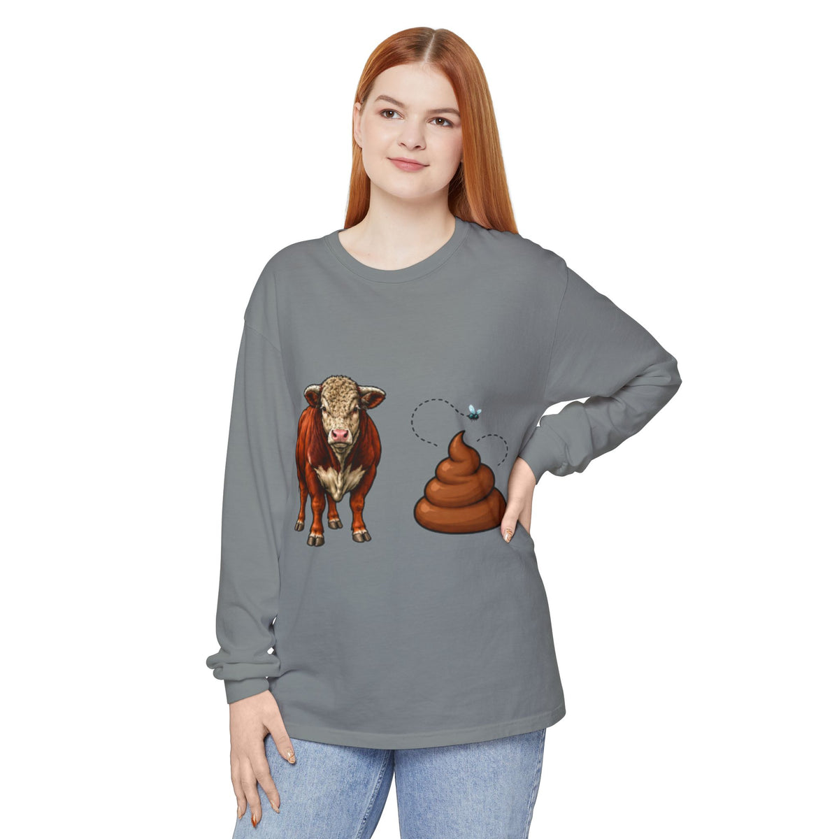 Bull & Poo Graphic Long Sleeve Tee
