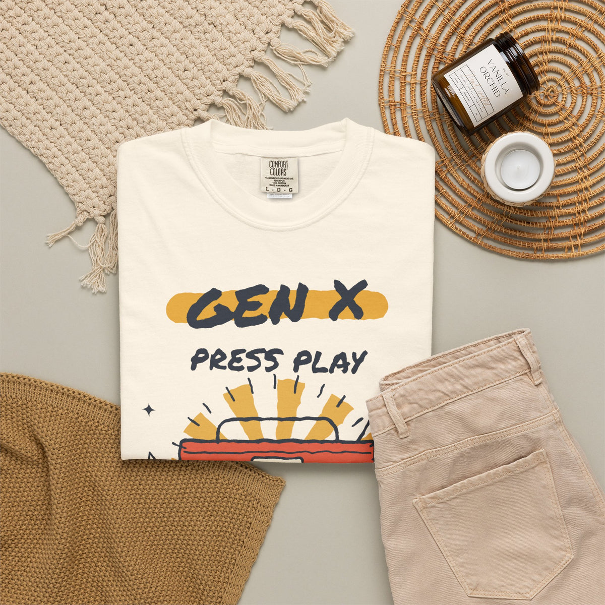 Press Play Boombox Music Graphic T-Shirt