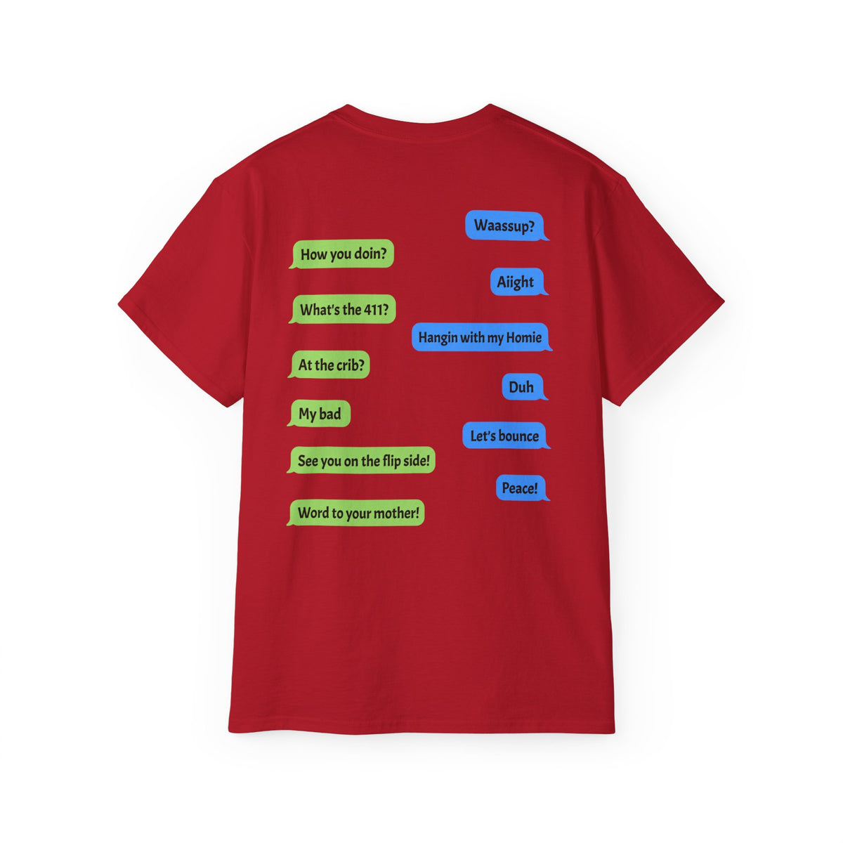 Gen X Text Tee — Retro Text Bubble Shirt with Nostalgic Phrases