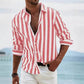 Striped Print Shirt Casual Loose Long-sleeved Shirt Men's Clothing