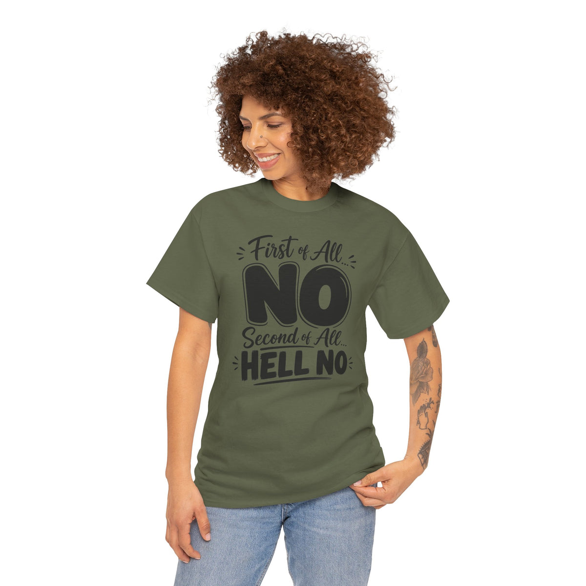 No / Hell No Graphic Tee — Funny Slogan Casual T‑Shirt