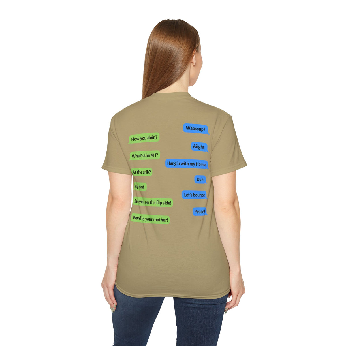 Gen X Text Tee — Retro Text Bubble Shirt with Nostalgic Phrases